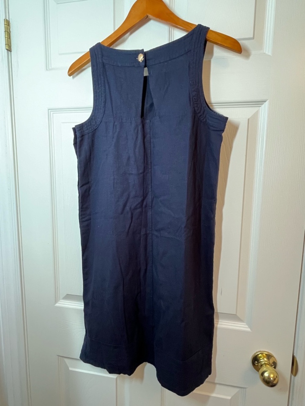 Cynthia Rowley Navy Sleeveless Linen-blend Shift Dress Nautical Buttons - Picture 2 of 9